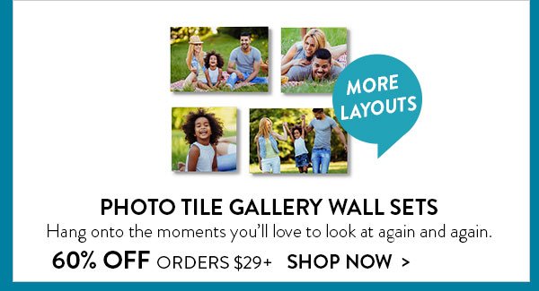 Photo Tile Gallery Wall Sets | Hang onto the moments you'll love to look at again and again. | 60% Off Orders $29+ | Shop Now>