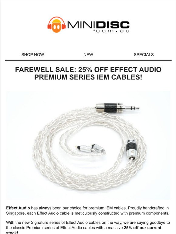 25% OFF Effect Audio Premium Series IEM Cables + True Wireless Deals!