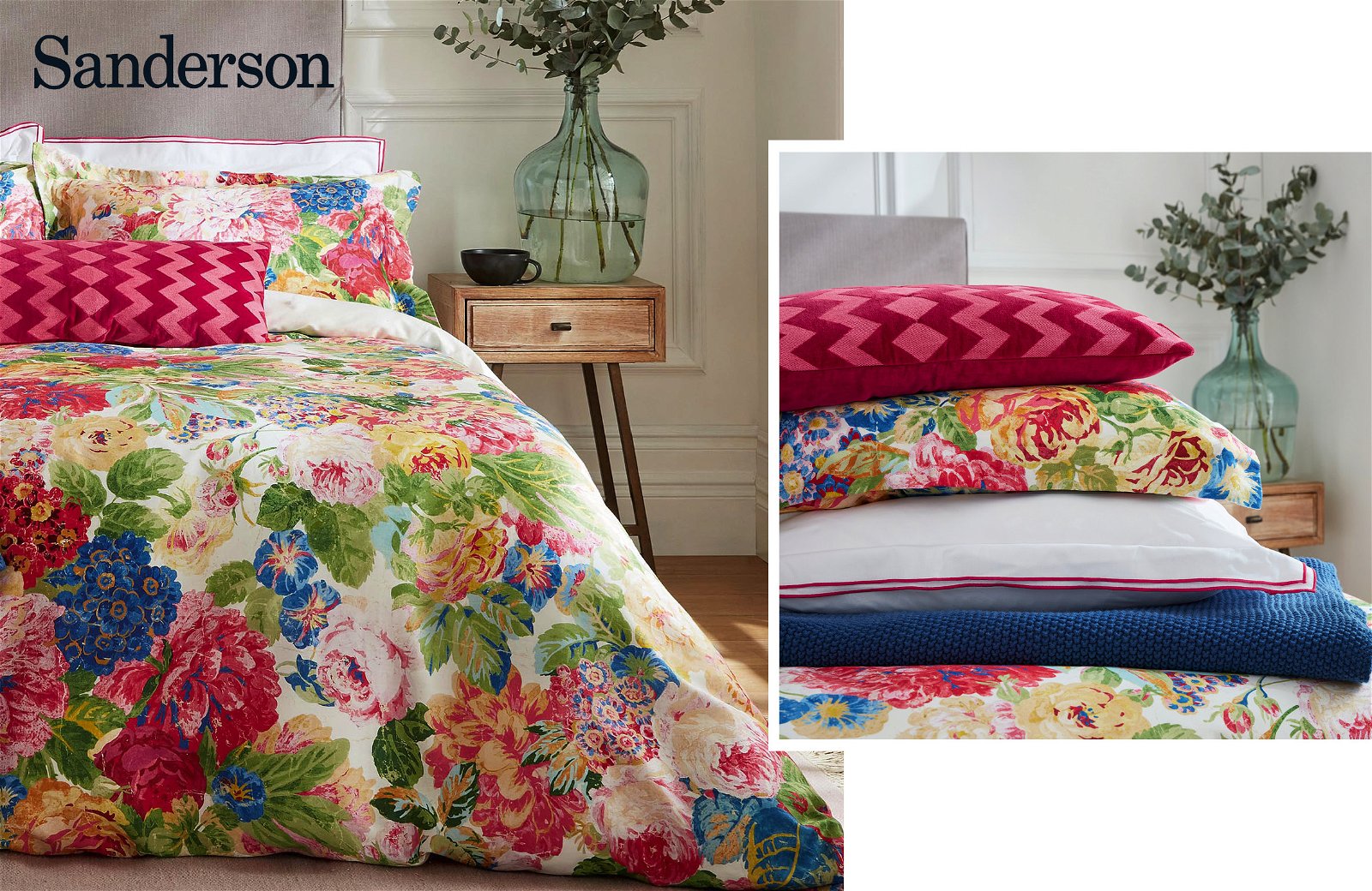 Sanderson Very Rose & Peony Bedding in Multi