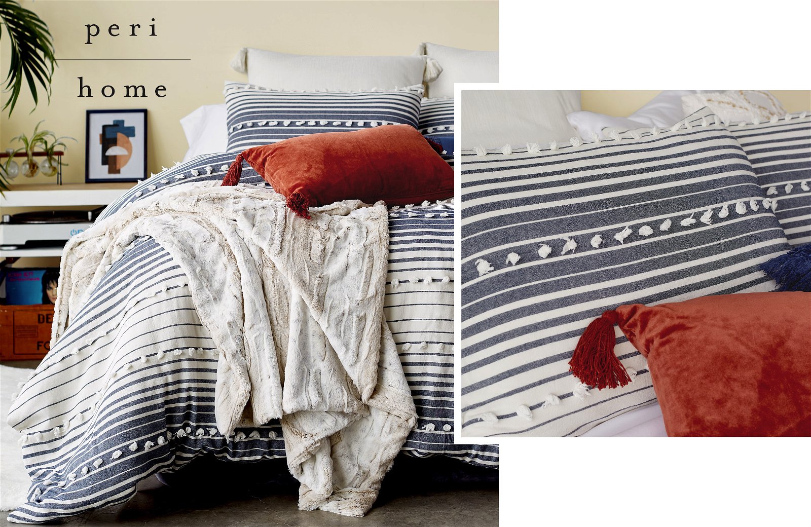 Peri Home Yarn Dyed Tufted Stripe Bedding in Indigo