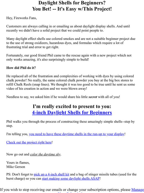 Skylighter: [Skylighter] Make your own 4-Inch Daylight Shells! | Milled