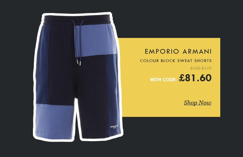 emporio armani colour block sweat shorts