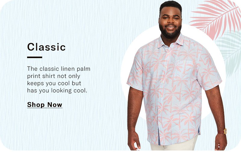 Tommy Bahama Palm Print Linen Sport Shirt