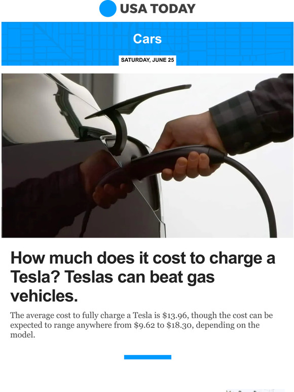 USA TODAY Cars How much does it cost to charge a Tesla? Teslas can