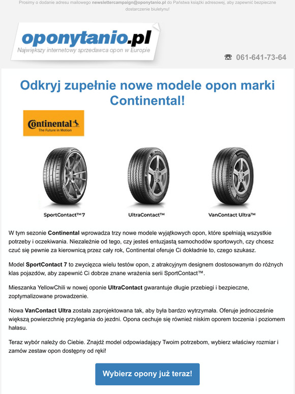 Odkryj zupełnie nowe modele opon marki Continental!
