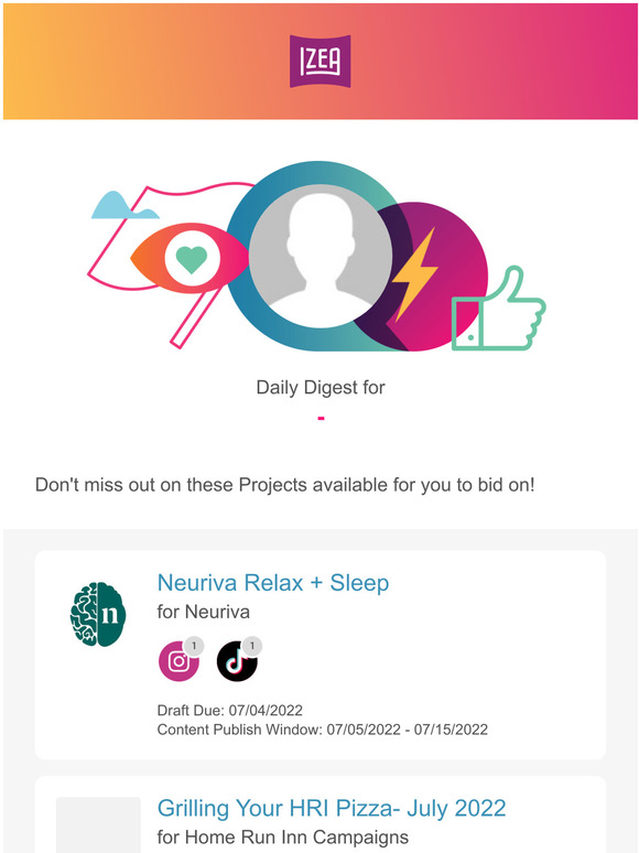 —, check out your Digest for new Projects from IZEA Worldwide!