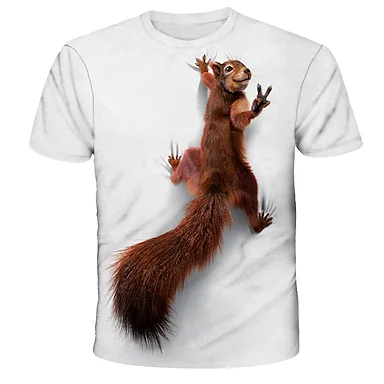 Men's Tee T shirt Tee 3D Print Graphic Squirrel Animal Round Neck Daily Holiday Print Short Sleeve Tops Basic Designer Streetwear Exaggerated Green White Blue