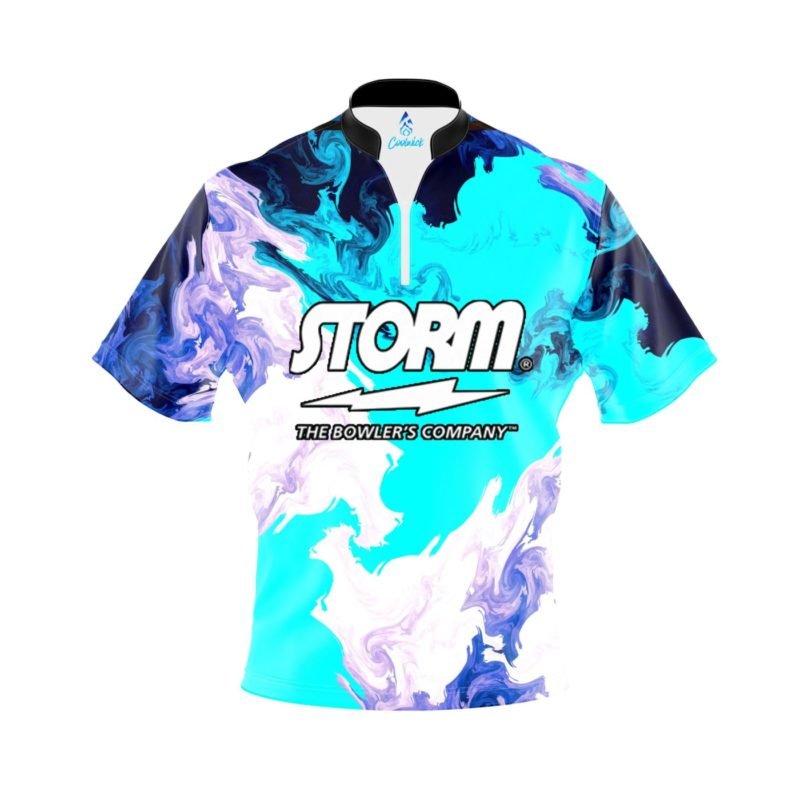 Image of Storm Abstract Quick Ship CoolWick Sash Zip Bowling Jersey