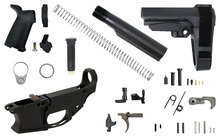 9mm AR-9 Lower Assembly | Lower Parts Kit | Tactical Brace | Buffer Tube | FIRE/SAFE Billet 80% Lower