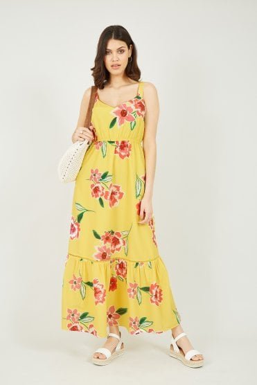 Yumi Yellow Oversized Floral Maxi Dress