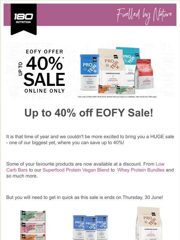 EOFY Sale - up to 40% off! Ending soon!
