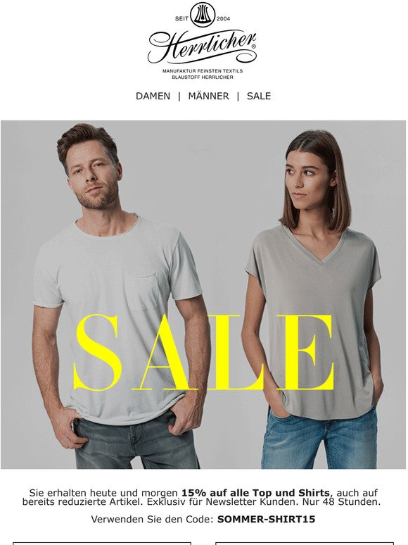 FLASH SALE: 15% auf Shirts für Damen & Männer