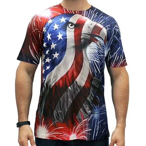 Image of Men's American Eagle Flag Fireworks T-Shirt