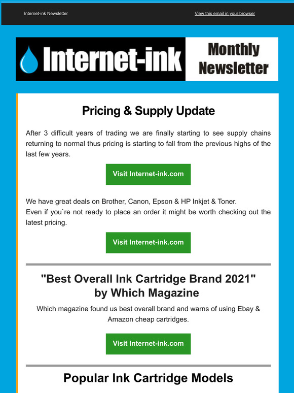 Ink Cartridge Prices Now Dropping