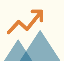 mountains with an arrow going up and to the right