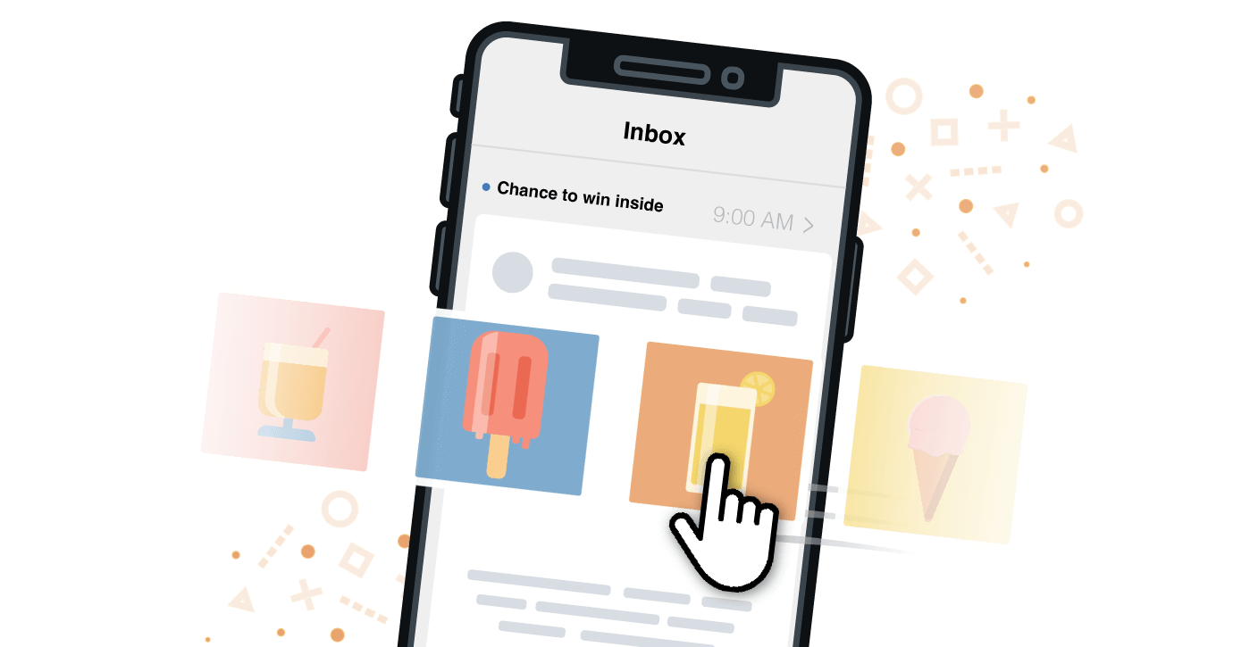 A phone with a carosel through an email