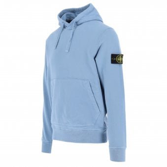 Blue Brushed Cotton Pullover Hoodie