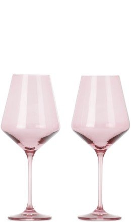 Estelle Colored Glass - Pink Wine Glasses, 16.5 oz