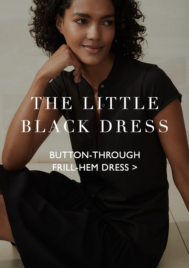 The little black dress | Button-Through Frill-Hem Dress