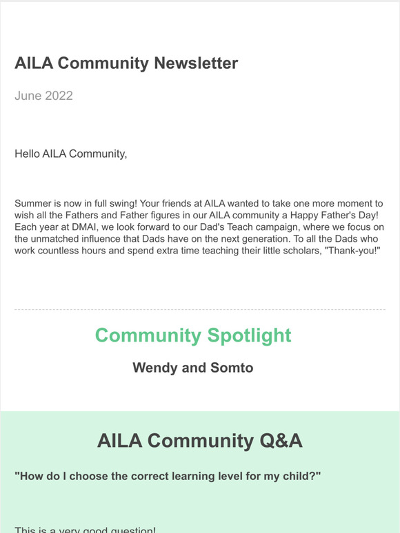 [May 2021] AILA Community Newsletter - Moms Edition 💚