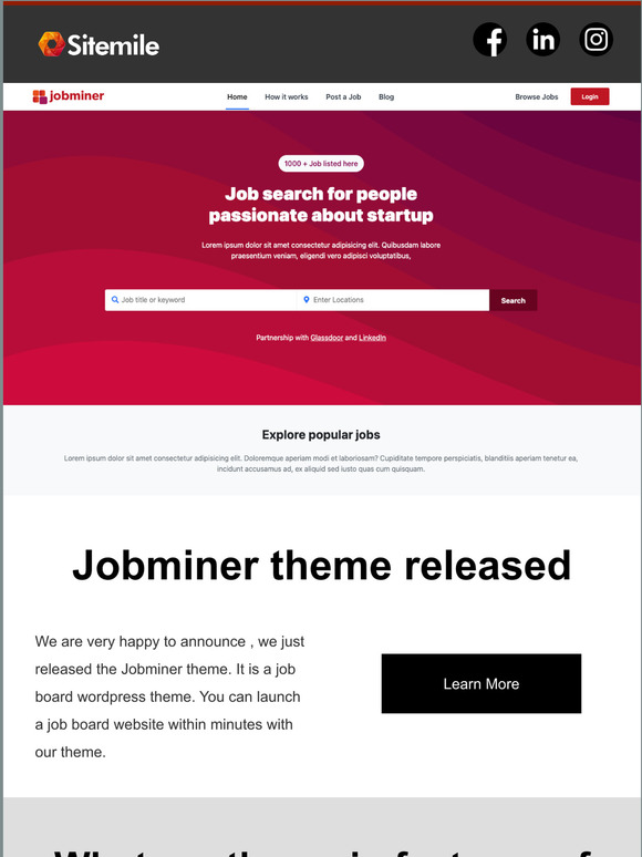 🎉 Jobminer Released. Introducing Wordpress Job Board Theme.
