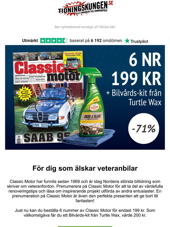 Classic Motor 6 nr 199 kr + Bilvårds-kit