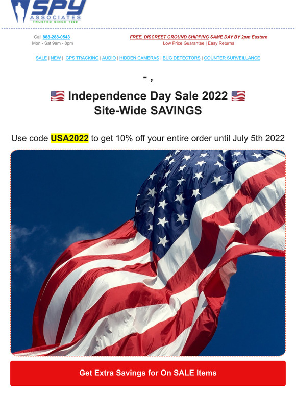 spyassociates: ���� Independence Day Sale 2022 ���� Site-Wide SAVINGS  Milled