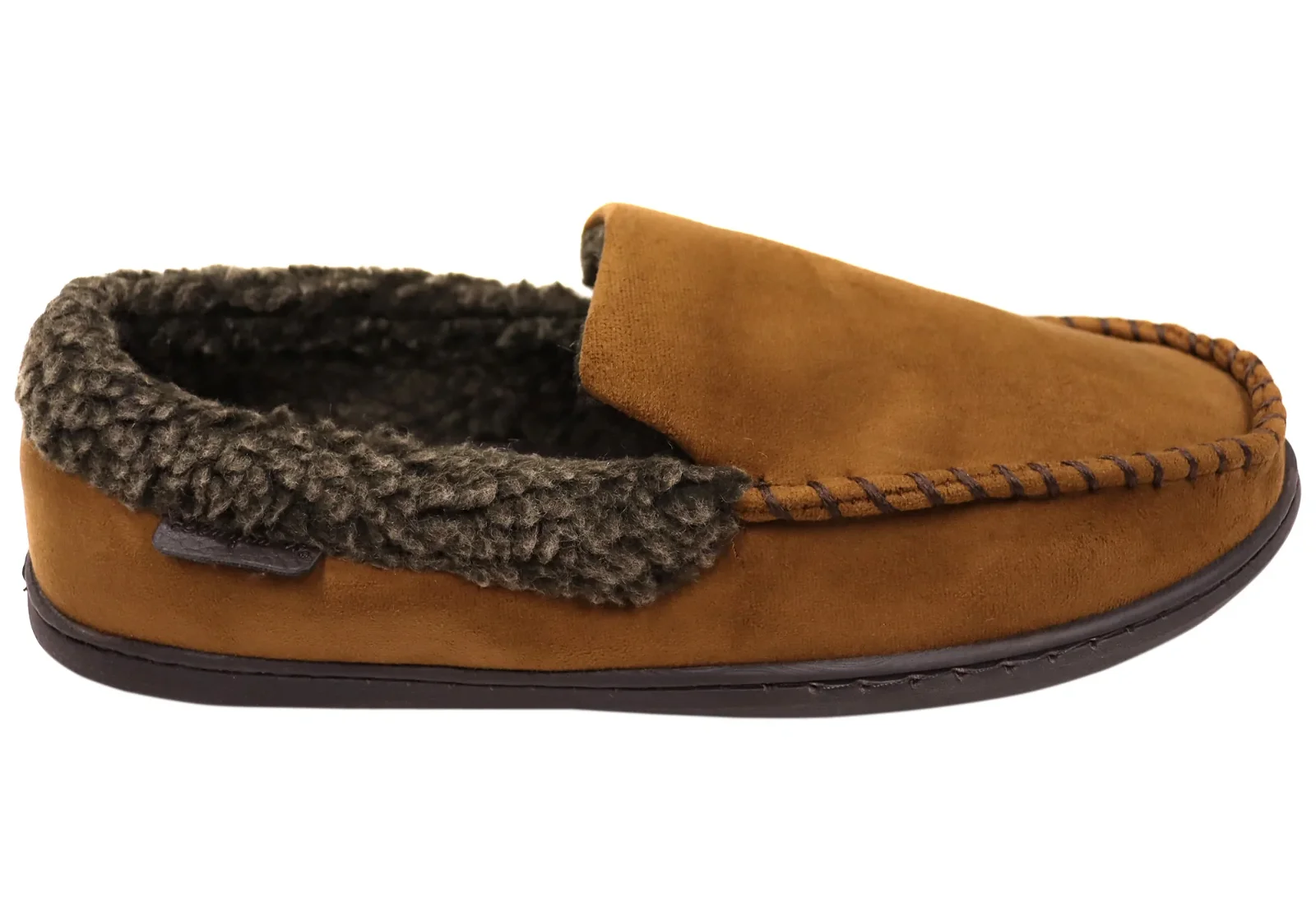 Image of Dearfoam Mens Eli Microsuede Moccasin With Whipstitch Slippers