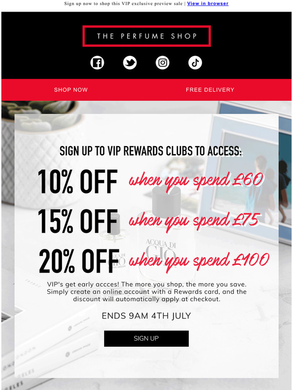 The perfume shop online rewards card