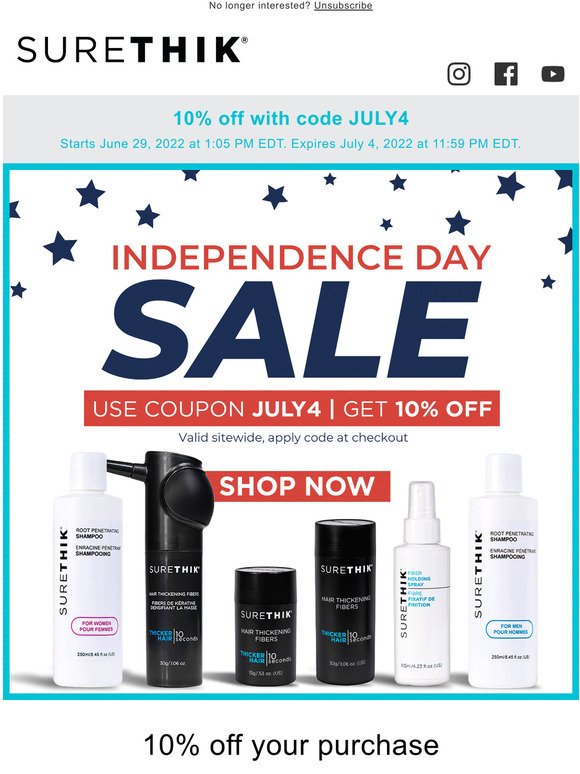Happy 4th of July! Let's Celebrate with 10% OFF