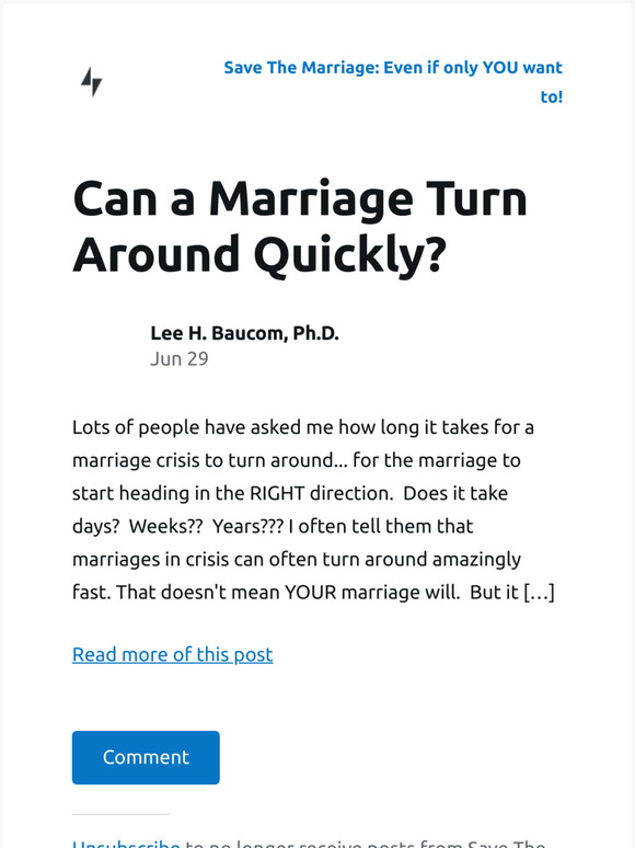 [New post] Can a Marriage Turn Around Quickly?
