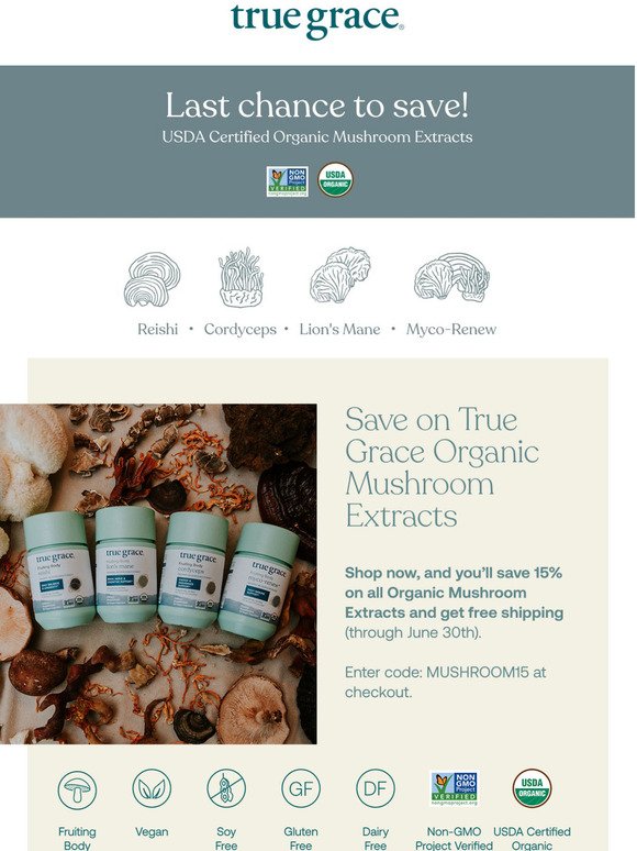 LAST CHANCE: 15% Off + FREE Shipping on Organic Mushroom Extracts