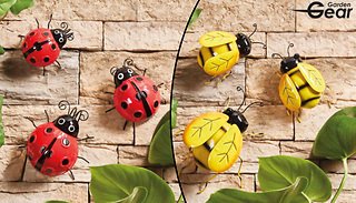 3-Piece Metal Garden Wall Decoration - Bee or Ladybird Designs