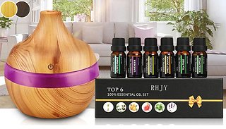 Wood Effect LED Electric Diffuser with Optional Essential Oils - 2 Co ...
