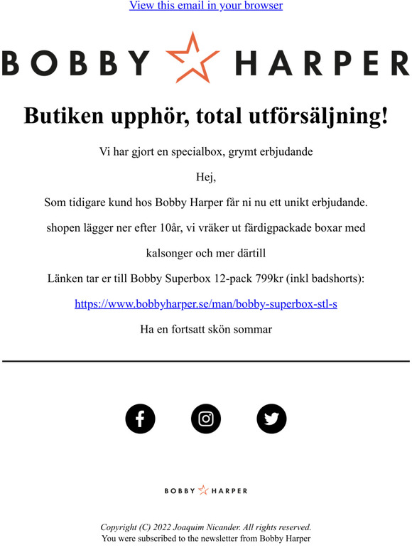 BUTIK UPPHÖR!