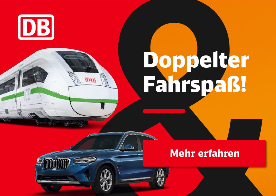 Doppelter Fahrspaß! Bahnfahrt und SIXT Mietwagen buchen und 300 BahnBonus Prämienpunkte sammeln.
