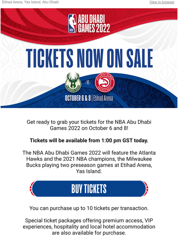 Virginmegastore.ae NBA Abu Dhabi Games 2022 Tickets On Sale Now! Milled