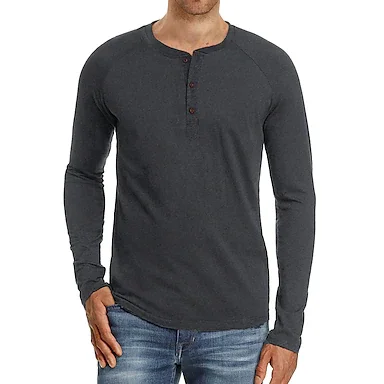 Men's Long Sleeve T-shirt Solid Color Casual Tops Simple Comfortable Round Neck Blue-Green Blue Wine Daily