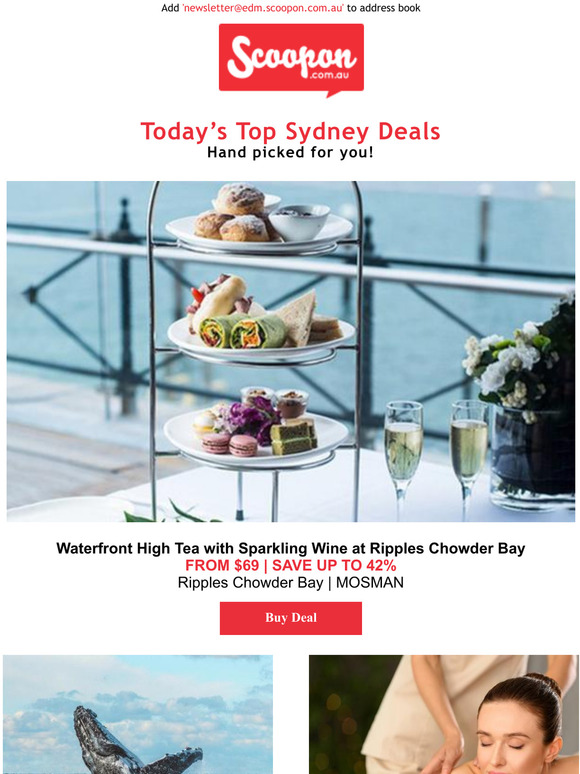 Scoopon Waterfront Sparkling High Tea at Ripples Chowder Bay, 69 for