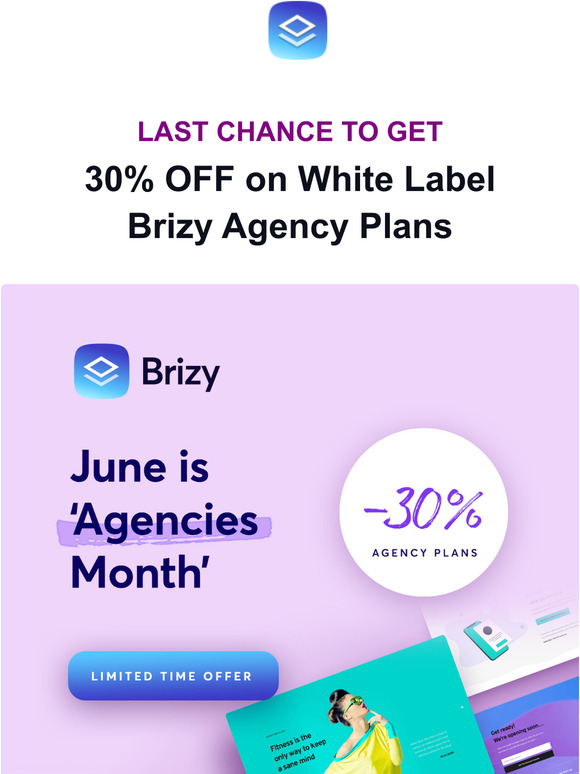 LAST CHANCE to Get 30% OFF on Brizy White Label plans