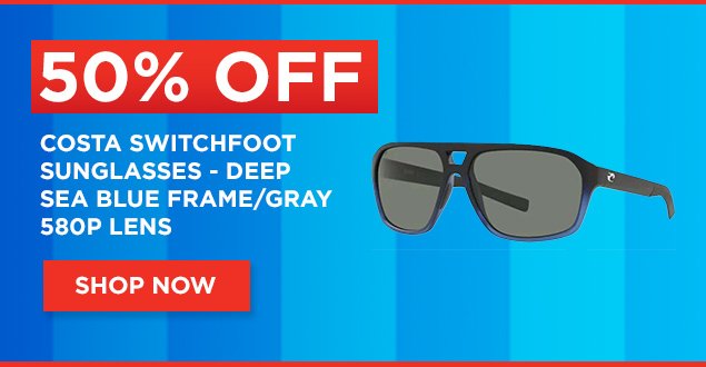 50% Off Costa Switchfoot Sunglasses - Deep Sea Blue Frame/Gray 580P Lens