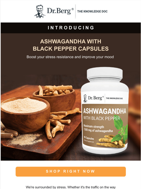 Dr Berg: [NEW] Ashwagandha With Black Pepper Capsules | Milled