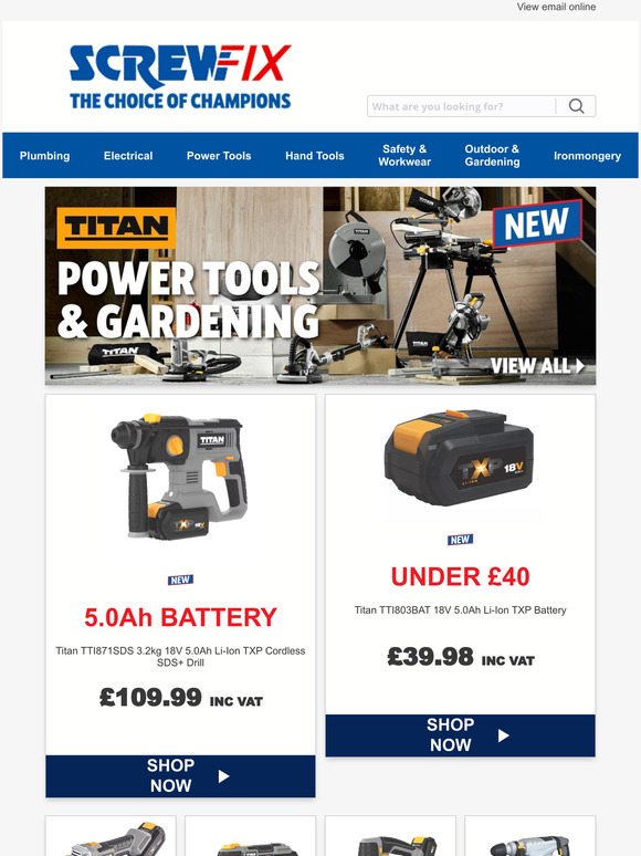 Screwfix NEW Power Tools & Gardening from Titan Milled