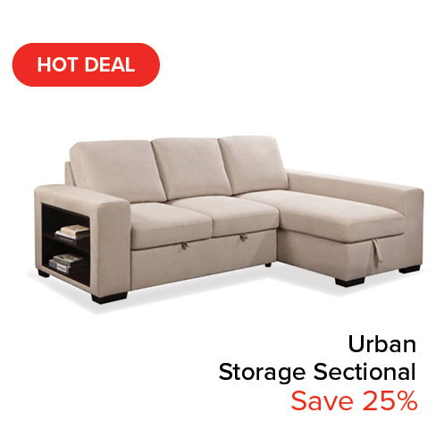 Urban Fabric Storage Sectional with Pullout Bed