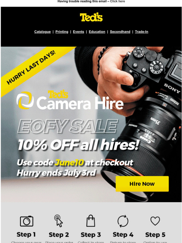 Ted's Cameras 📸 Ted's Camera Hire EOFY Offer Ends Soon📸 Milled