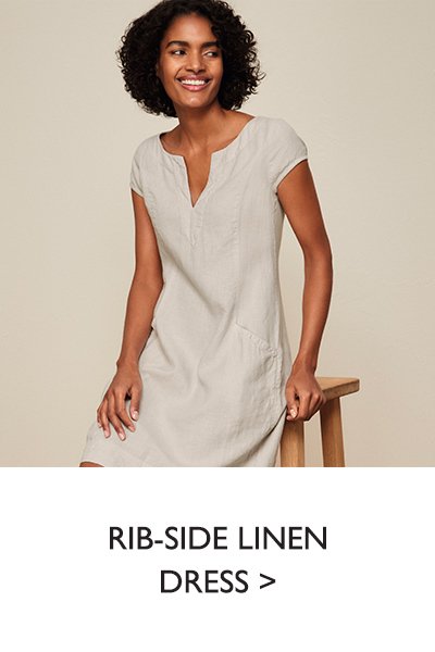 Rib-Side Linen Dress