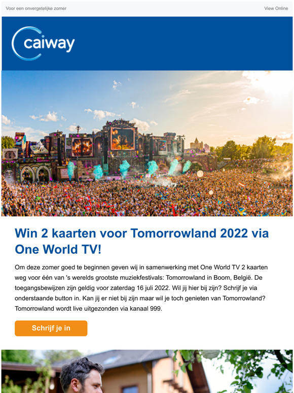 Caiway's vakantietips en win tickets voor Tomorrowland