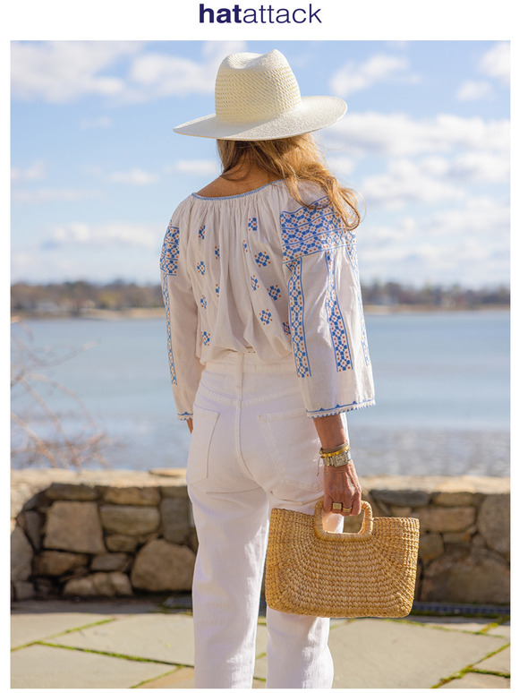 Hat Attack Luxe Stripe Tote in Natural and Black