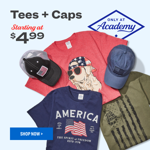 Tees and Caps Starting at $4.99
