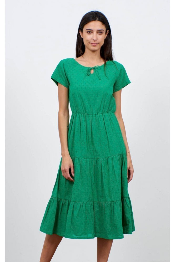 Folk Dress Green Schiffli